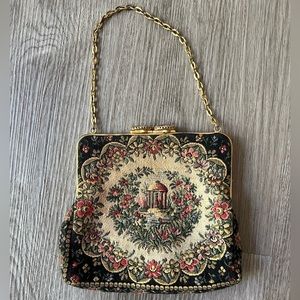 Vintage French Tapestry Needlepoint Tiny Gazebo Purse
